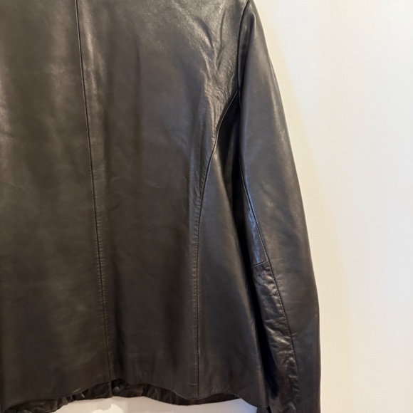 Ann Taylor Genuine Leather Jacket - black - size Large - Picture 7 of 11